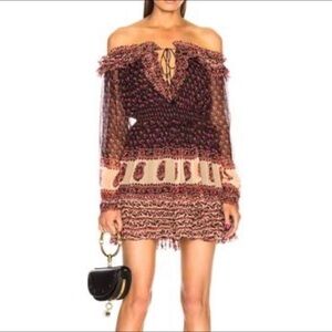 ZIMMERMAN SILK JAYA MINI STAMPED DRESS MEDIUM